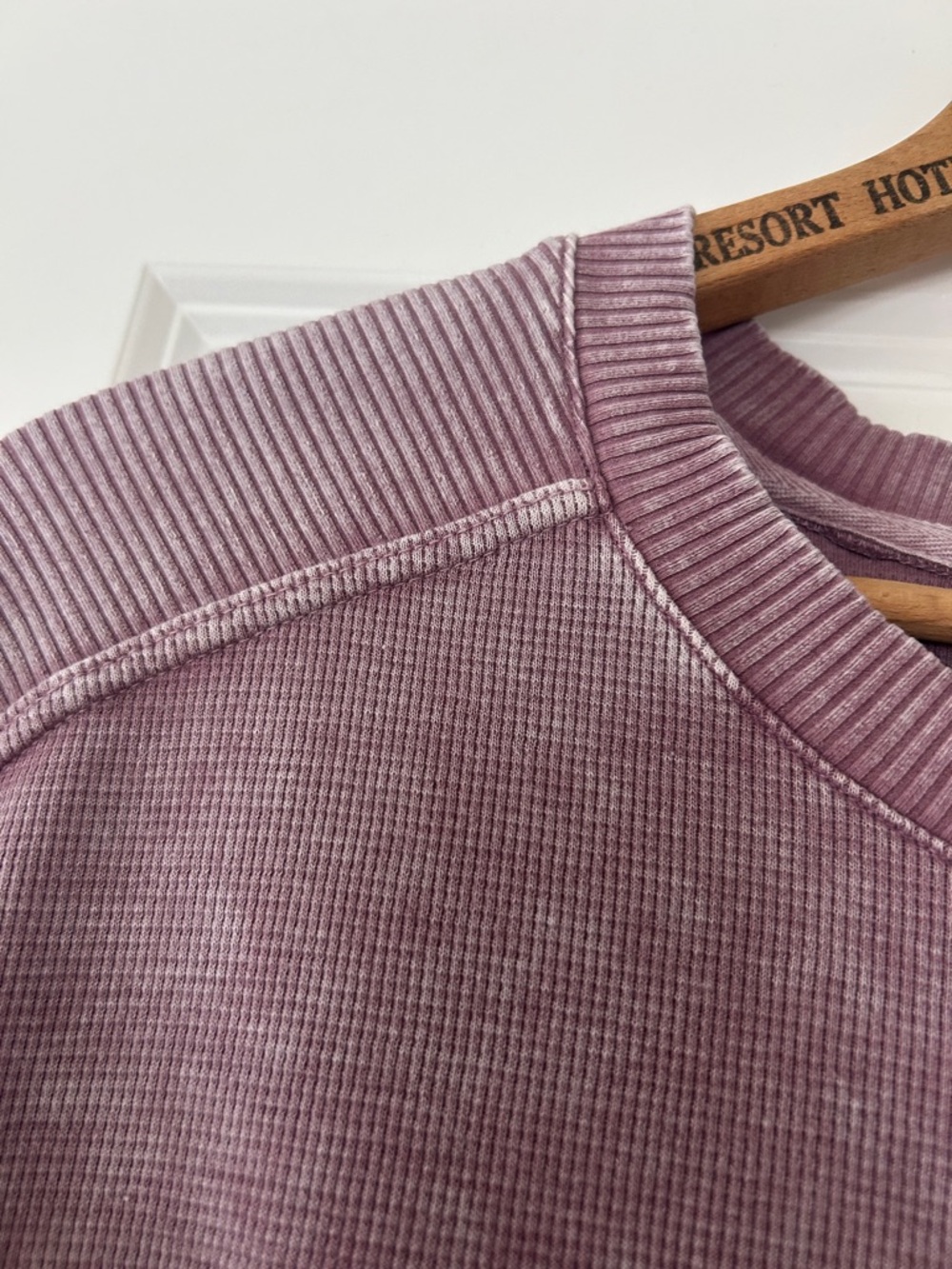 Anthro Jane & Delancey Waffle Knit Top Sz 2X w MEASUREMENTS Mauve Mineral Wash - Picture 6 of 11